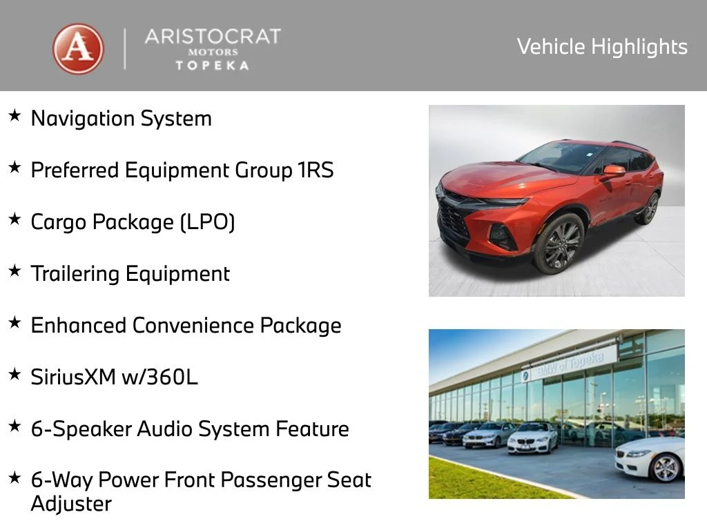 Used 2021 Chevrolet Blazer RS with VIN 3GNKBKRS7MS542141 for sale in Kansas City