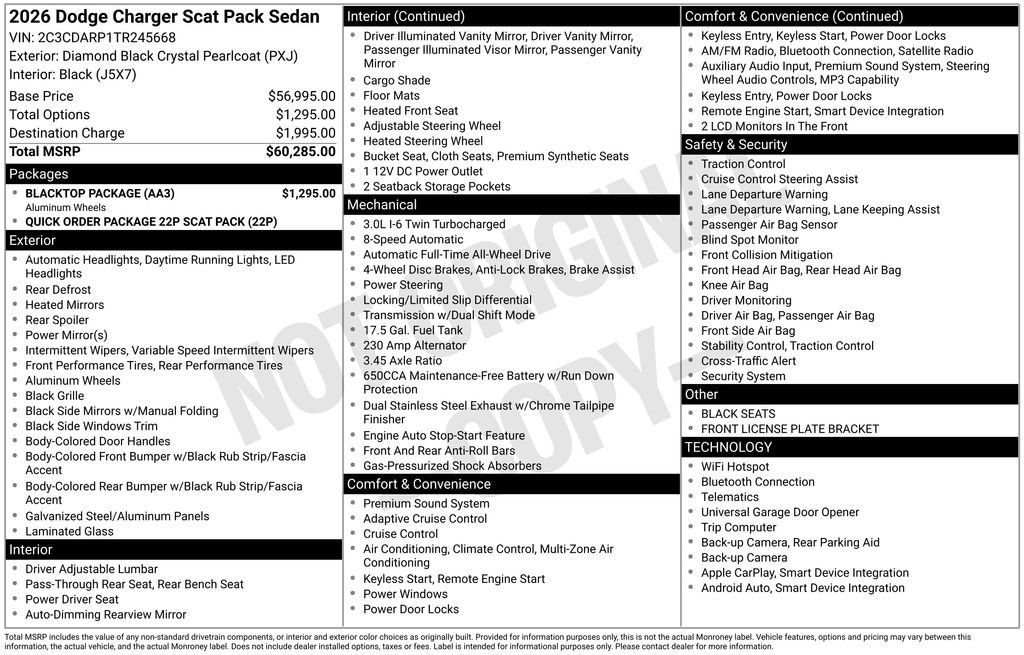 New 2026 Diamond Black Crystal Pearlcoat Dodge Scat Pack image 21
