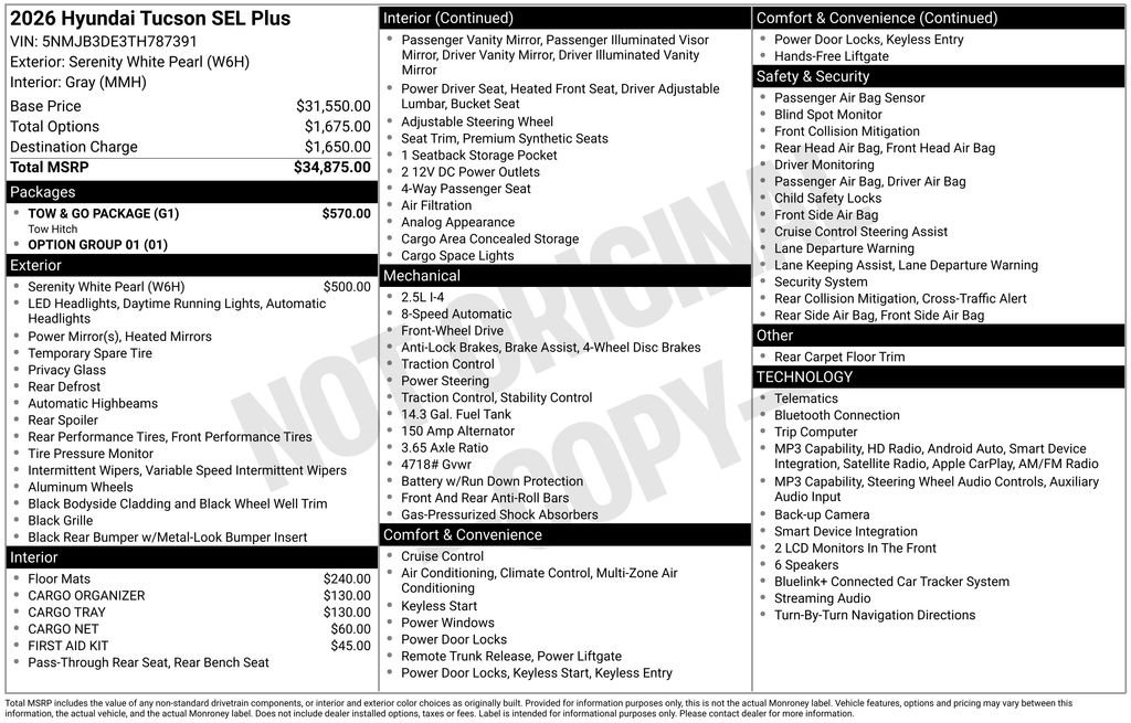 New 2026 White Hyundai SEL Plus FWD image 16