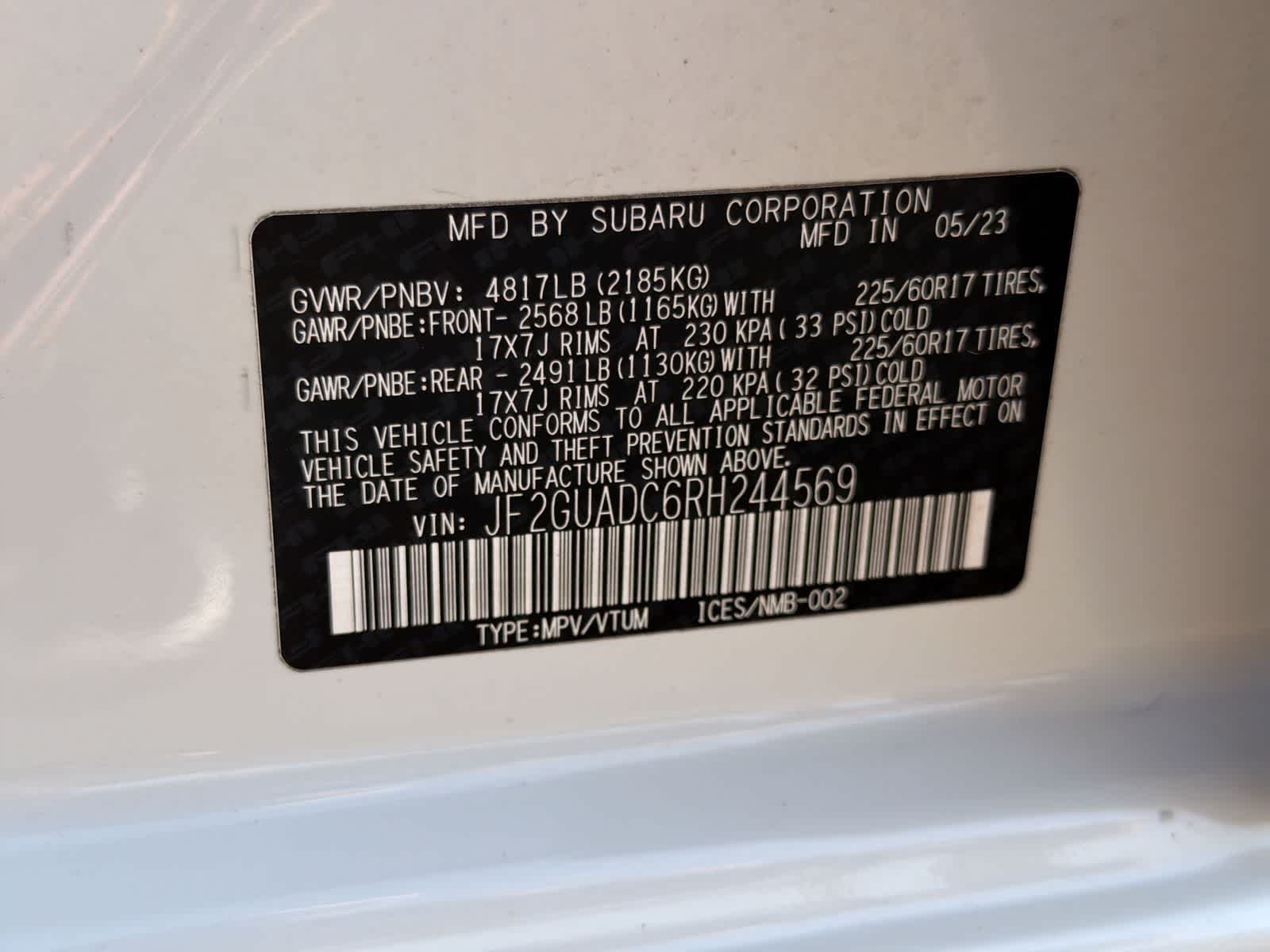 Certified Used 2024 Crystal White Pearl Subaru Premium image 37