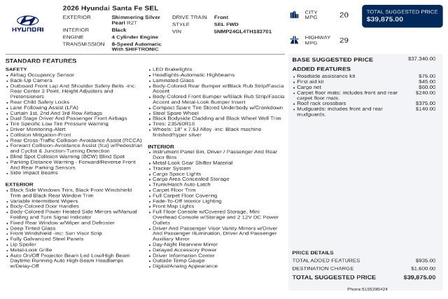Certified Used 2026 Silver Hyundai SEL image 44