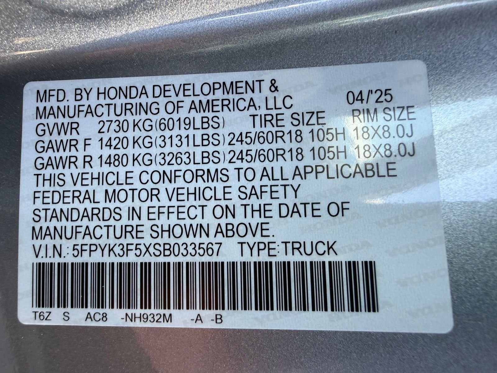 Certified Used 2025 Solar Silver Metallic Honda AWD RTL image 49