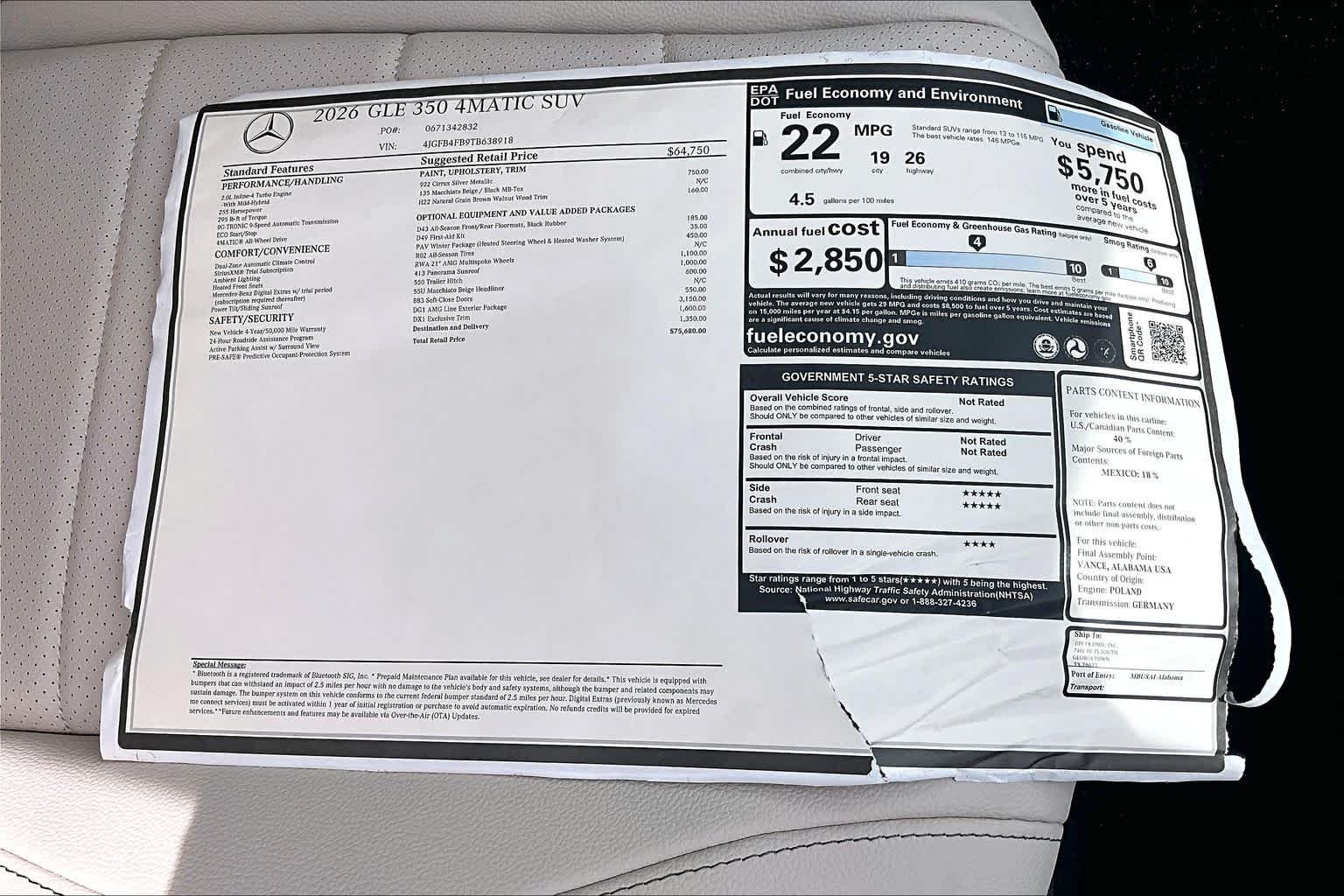 New 2026 Cirrus Silver Metallic Mercedes-Benz GLE 350 image 22