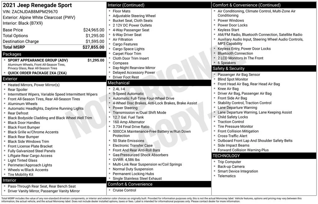 Used 2021 White Jeep Sport image 6
