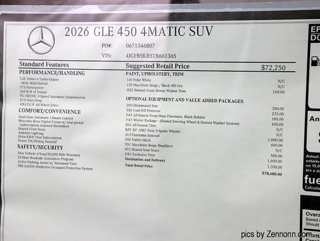 New 2026 Polar White Mercedes-Benz GLE 450 image 58