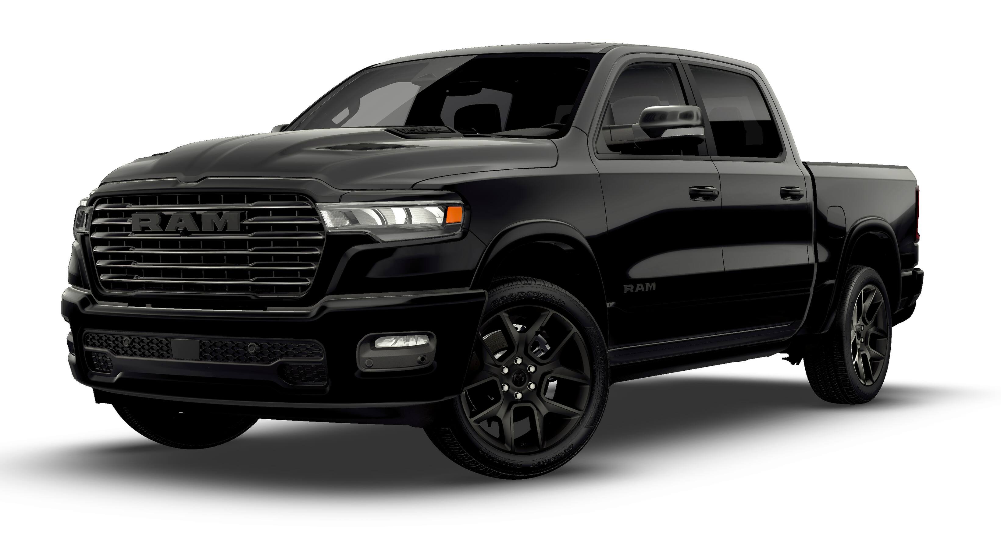 New 2026 Diamond Black Crystal Pearl-Coat Exterior Paint RAM Laramie Crew Cab 4x4 5