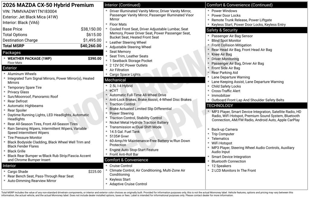 New 2026 Jet Black Mica Mazda Premium AWD image 3