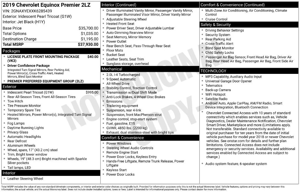 Used 2019 Chevrolet Equinox Premier with VIN 2GNAXYEXXK6285439 for sale in Redlands, CA