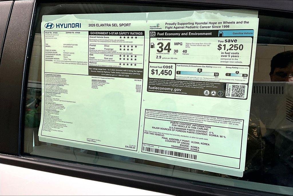 New 2026 Serenity White Hyundai SEL Sport image 15