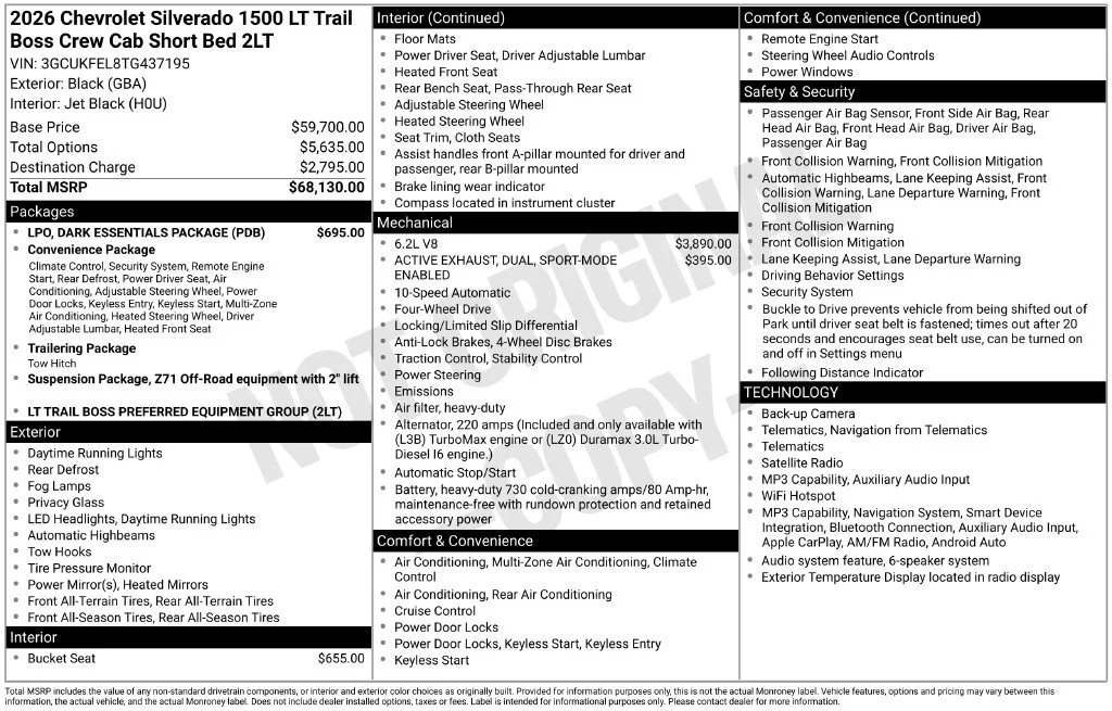 New 2026 Black Chevrolet LT Trail Boss image 17