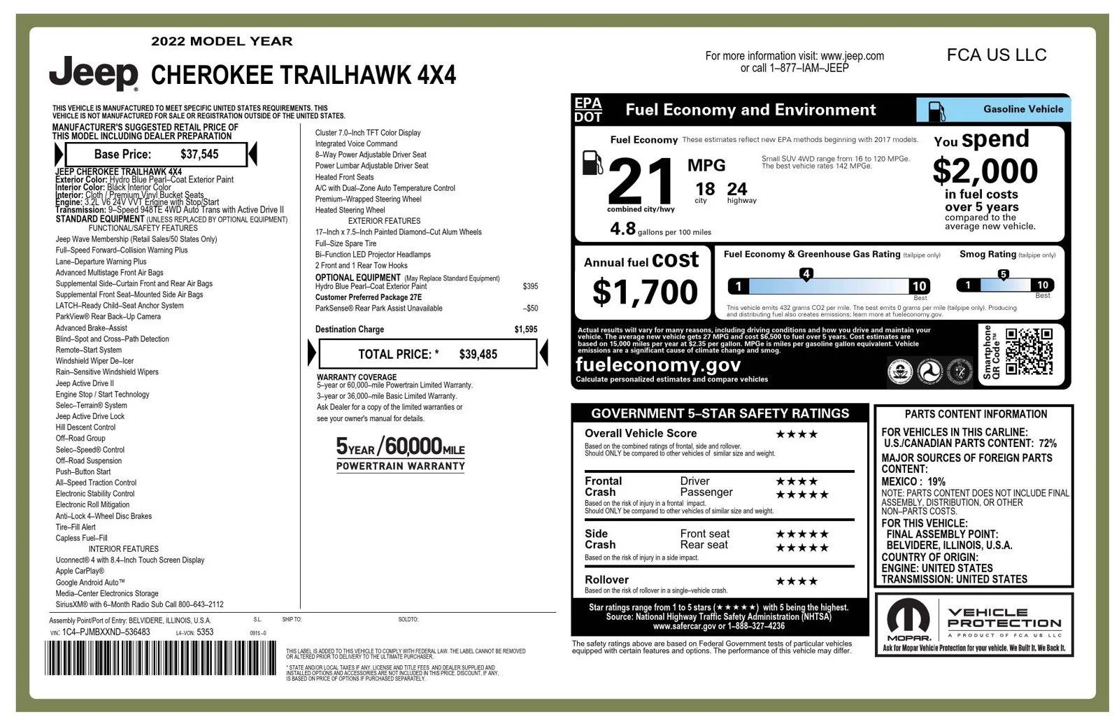 Used 2022 Hydro Blue Pearlcoat Jeep Trailhawk image 22