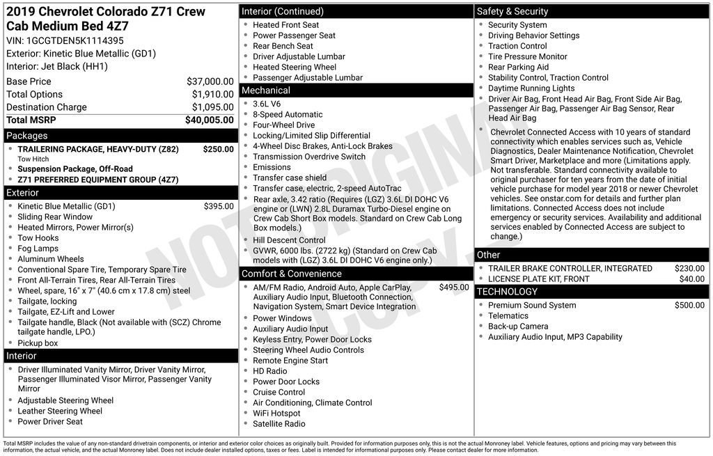 Used 2019 Blue Chevrolet Z71 image 1