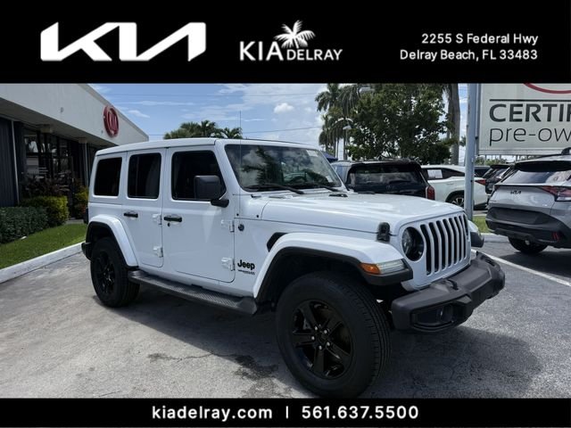 Used 2021 White Jeep Unlimited Sahara Altitude image 1