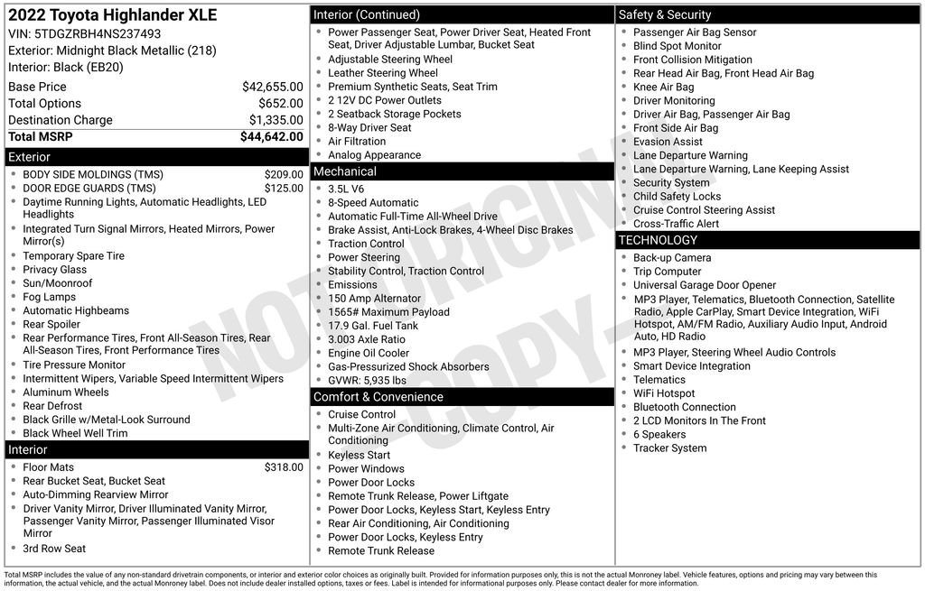 Used 2022 Black Toyota XLE image 32