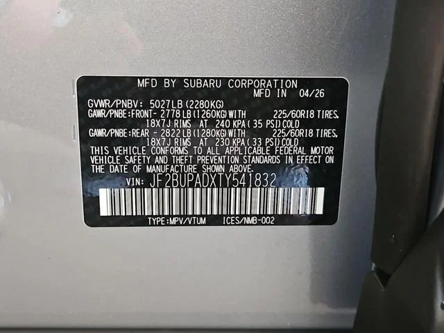 New 2026 ICE SILVER METALLIC Subaru Premium image 37