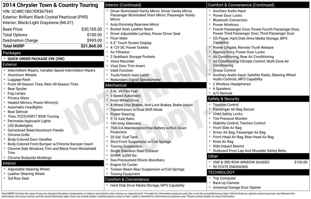 Used 2014 Black Chrysler Touring image 2