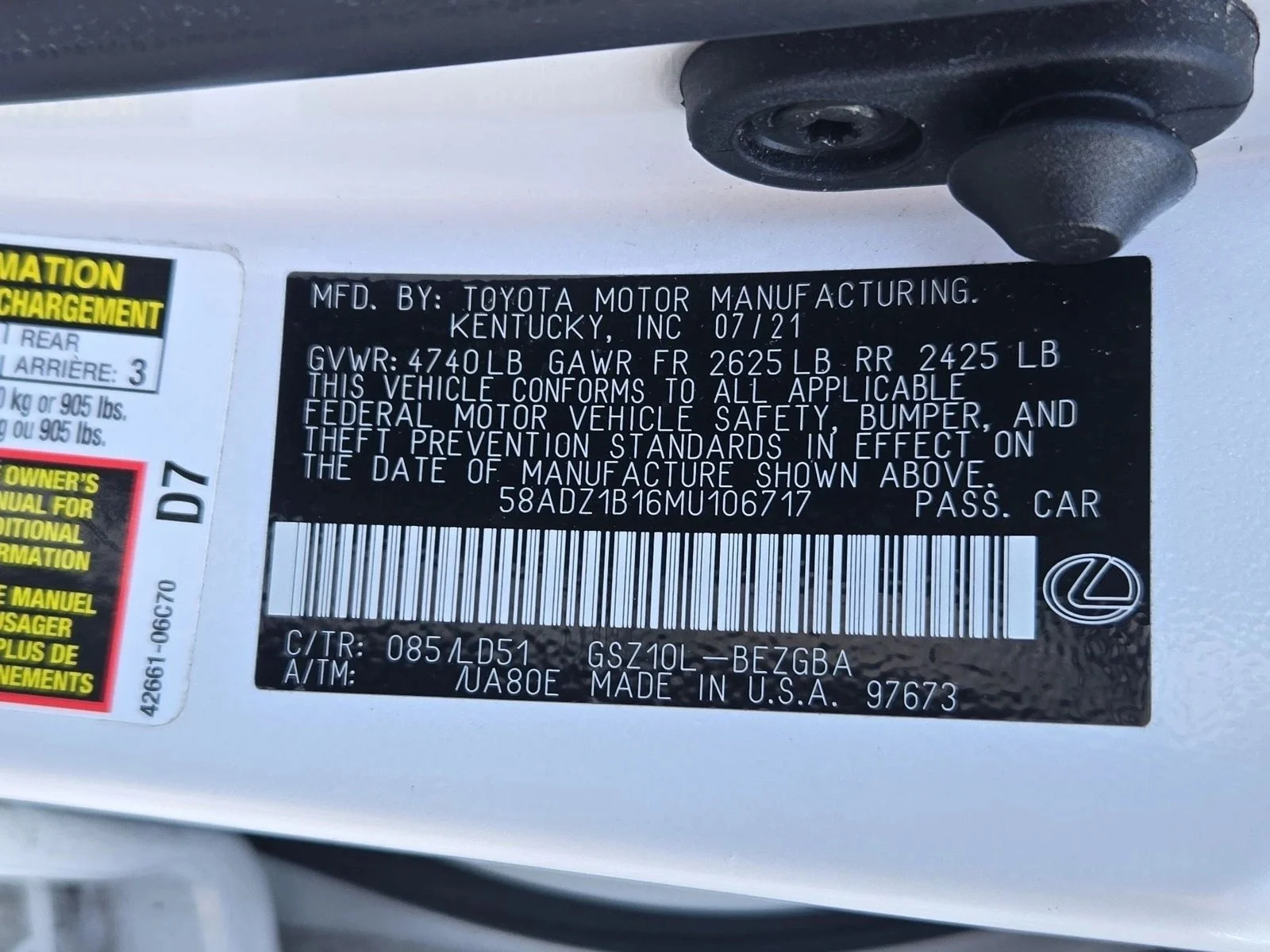 Used 2021 Eminent White Pearl Lexus ES 350 image 25