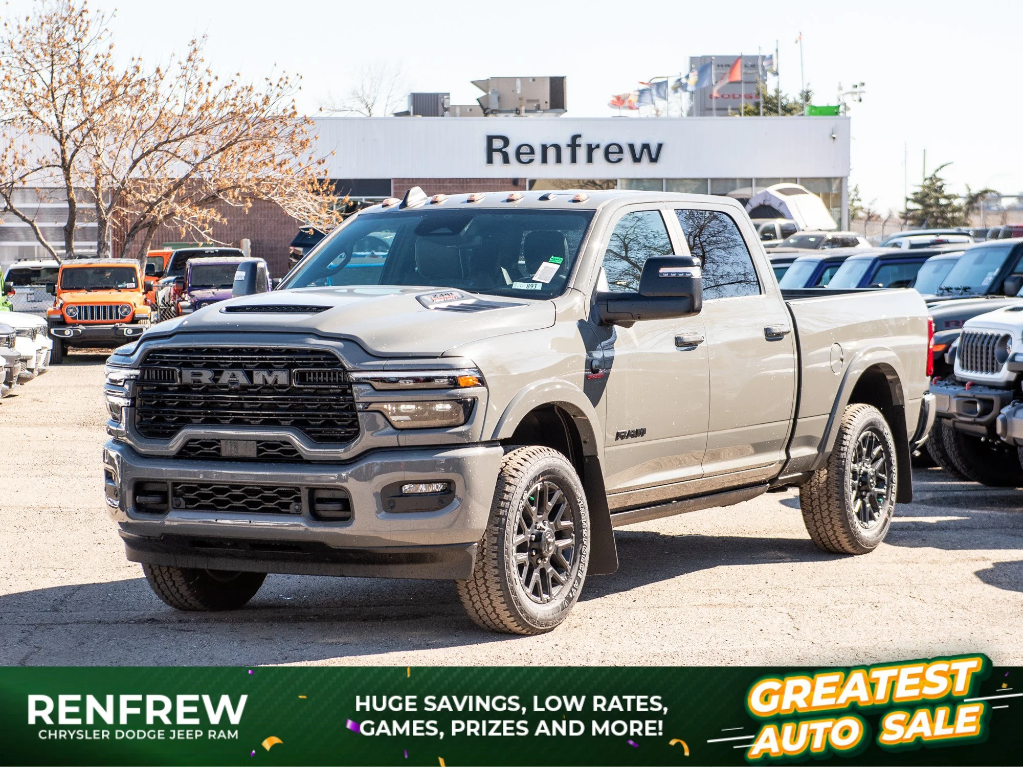 New 2026 Grey RAM Limited Night* Crew Cab 4x4, Sunroof, Passenger Screen, Pwr Running Boards image 1