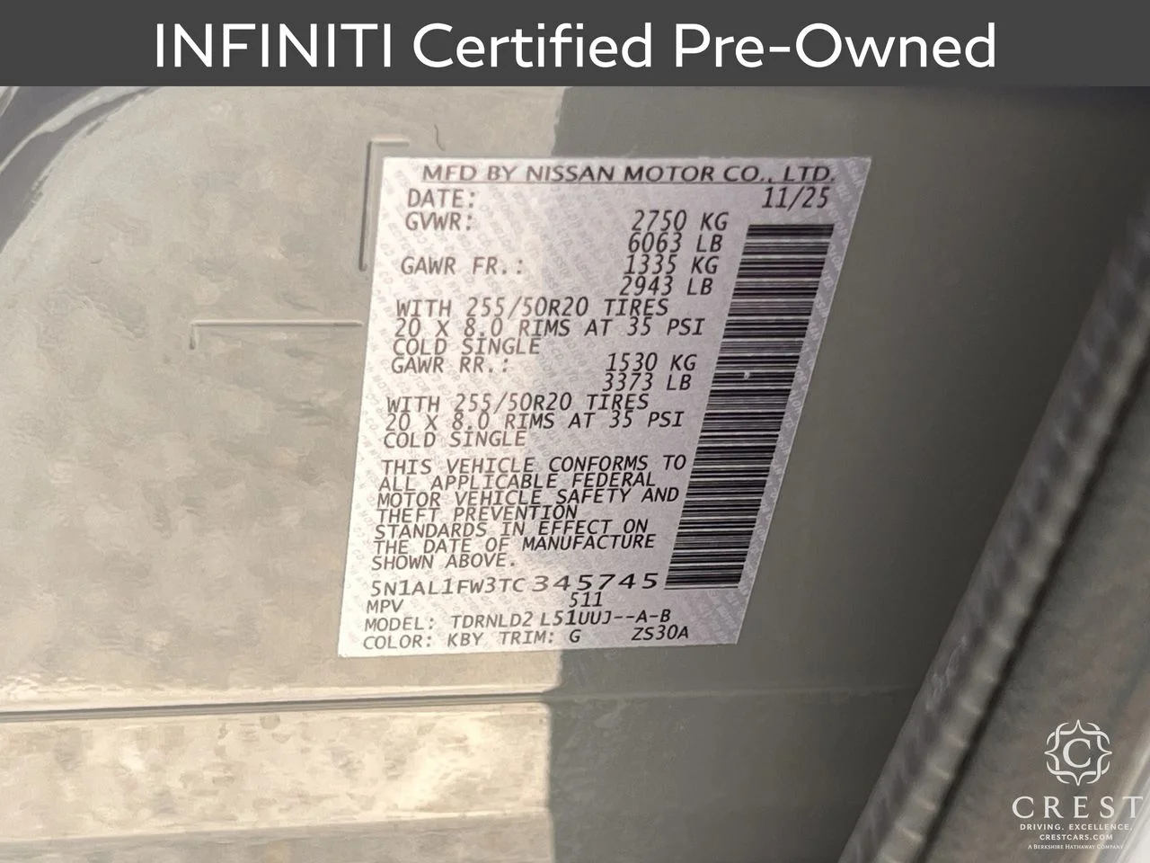 Certified Used 2026 Harbor Gray INFINITI SPORT image 34