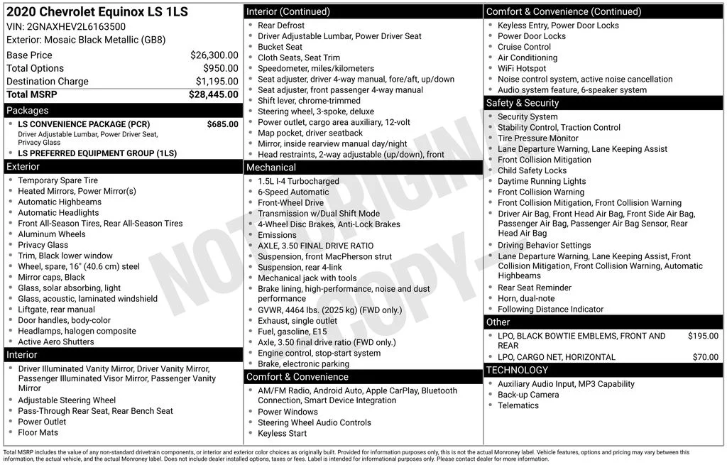 Used 2020 Black Chevrolet LS image 10