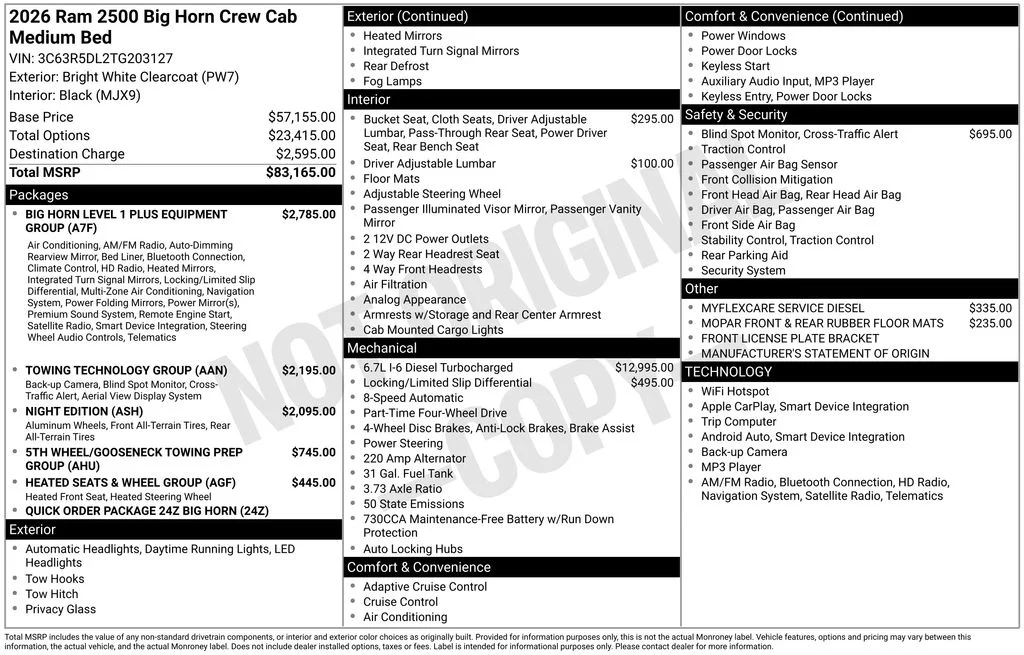 New 2026 Bright White Clear-Coat Exterior Paint RAM Big Horn image 6