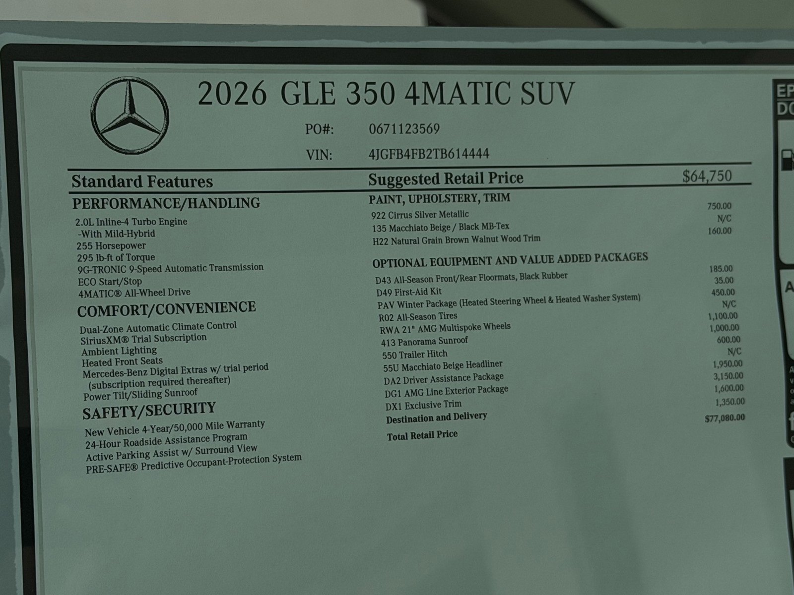 New 2026 Cirrus Silver Metallic Mercedes-Benz GLE 350 image 48