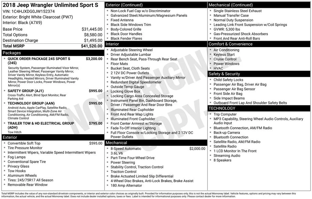 Used 2018 White Jeep Unlimited Sport S image 16