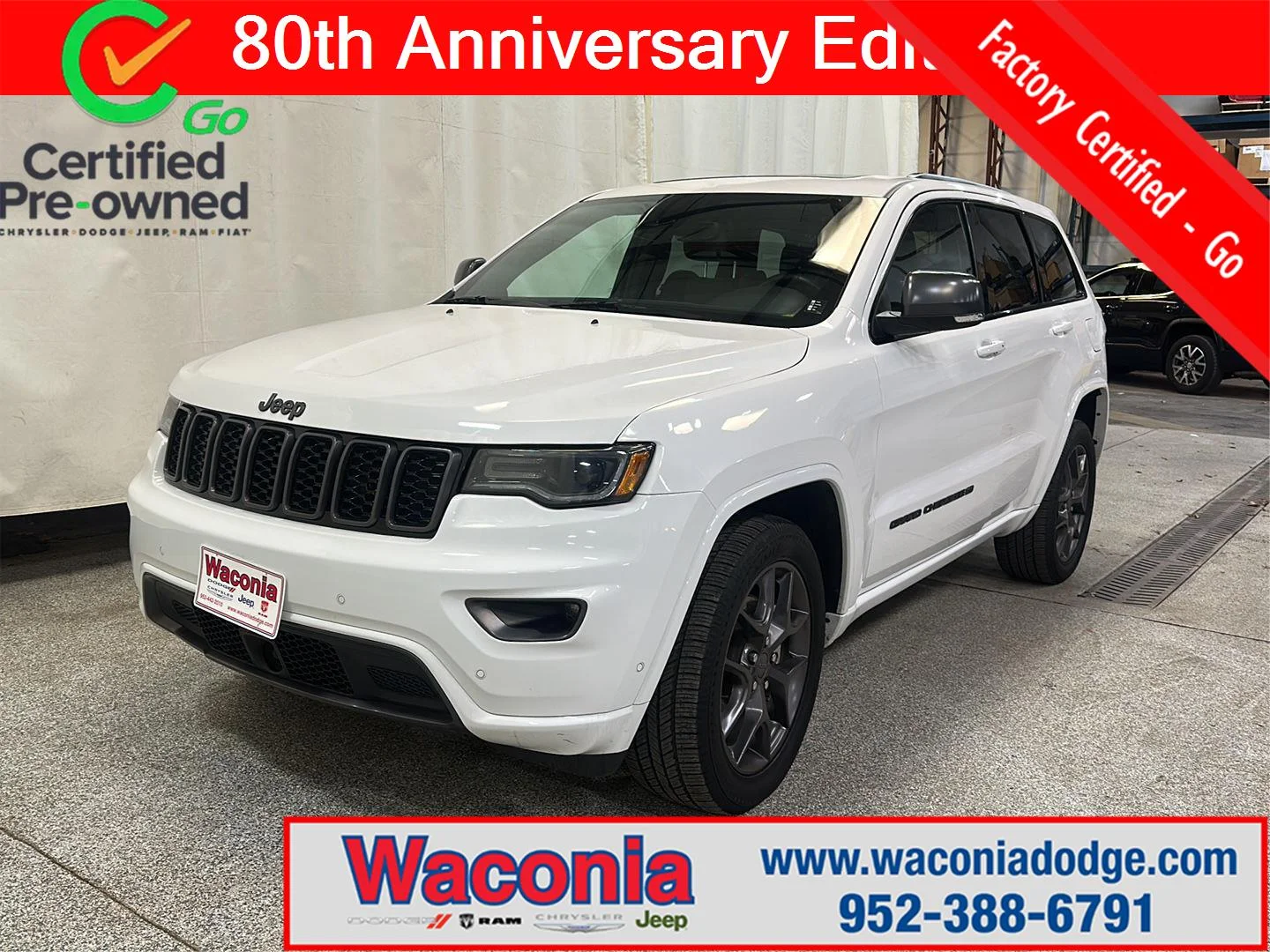 Certified Used 2021 Bright White Clearcoat Jeep 80th Anniversary image 1