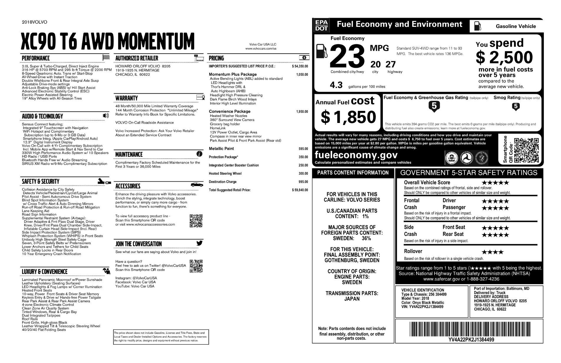 Used 2018 Onyx Black Metallic Volvo Momentum image 11
