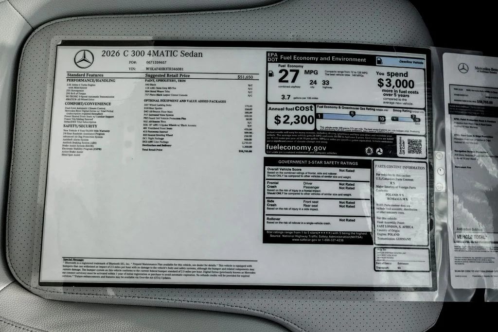 New 2026 Black Mercedes-Benz C 300 image 22