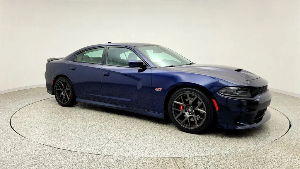 Used 2017 Contusion Blue Pearlcoat Dodge R/T Scat Pack RWD w/ Alcantara Pkg & Beats Audio image 3