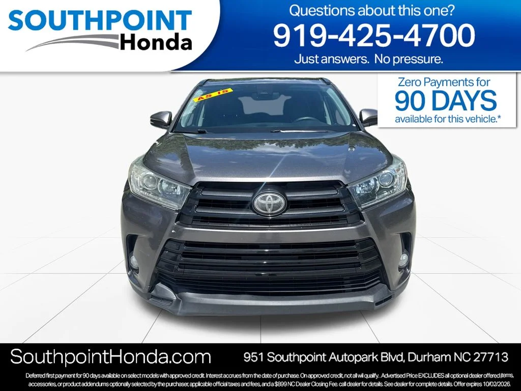 Used 2017 Toyota Highlander SE with VIN 5TDJZRFH2HS358589 for sale in Durham, NC