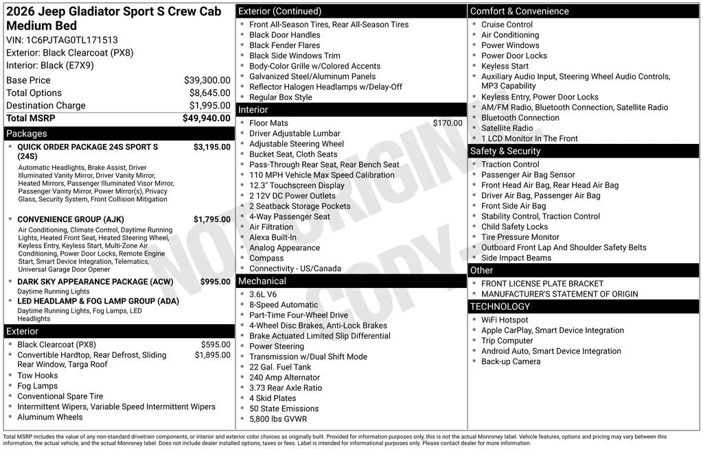 New 2026 Black Jeep Sport S image 30