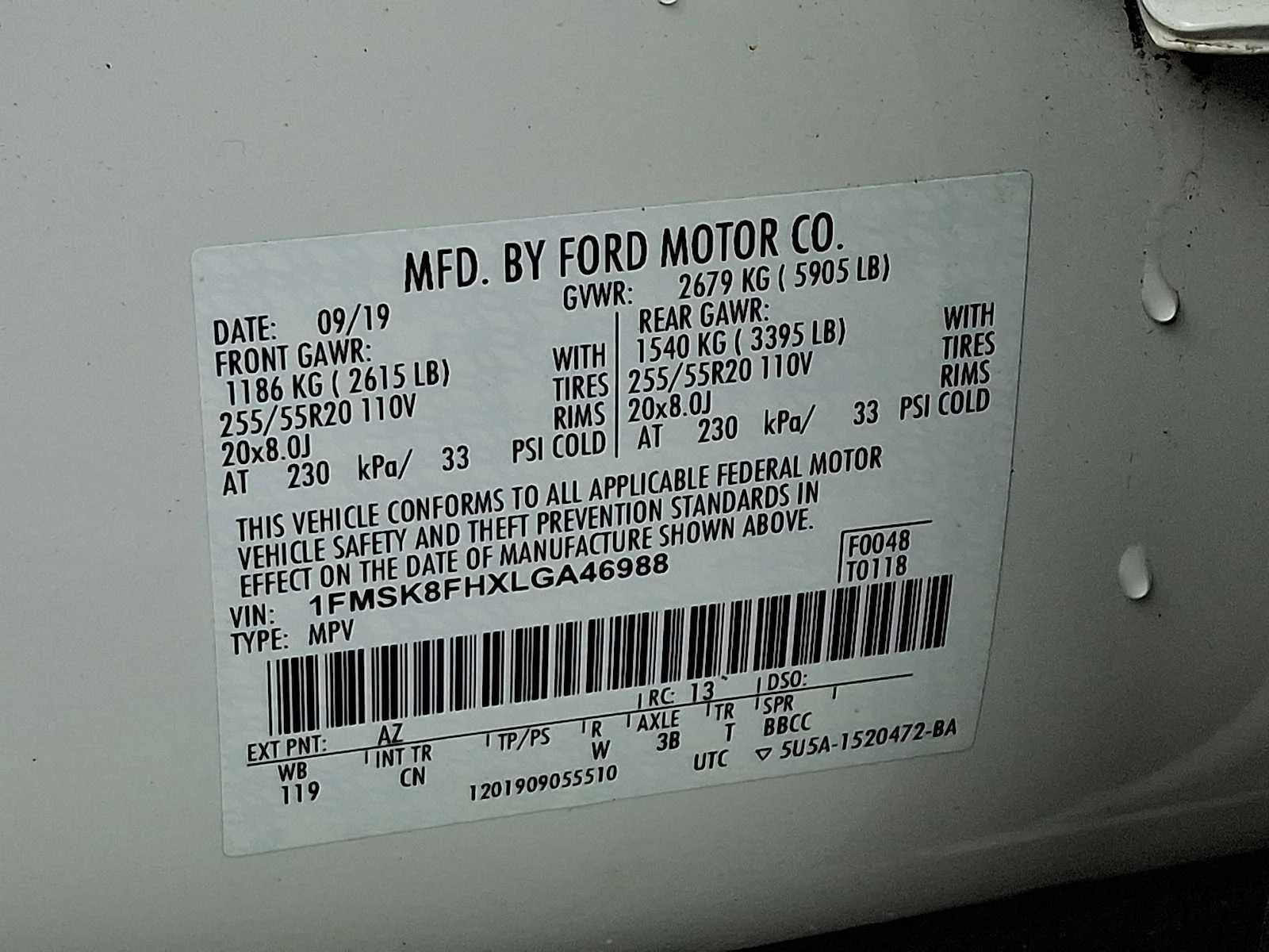 Used 2020 Star White Metallic Tri-Coat Ford Limited image 27
