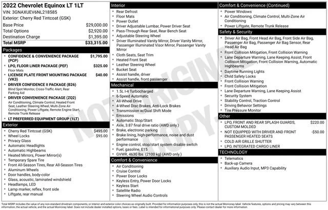 Used 2022 Cherry Red Tintcoat Chevrolet LT image 5