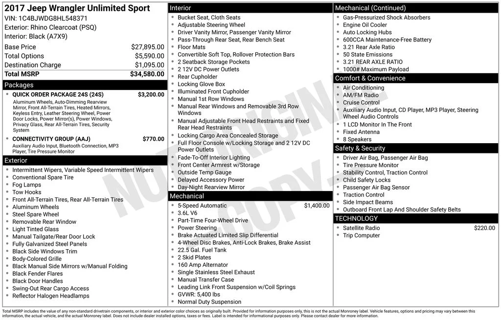 Used 2017 Black Jeep Unlimited Sport image 36