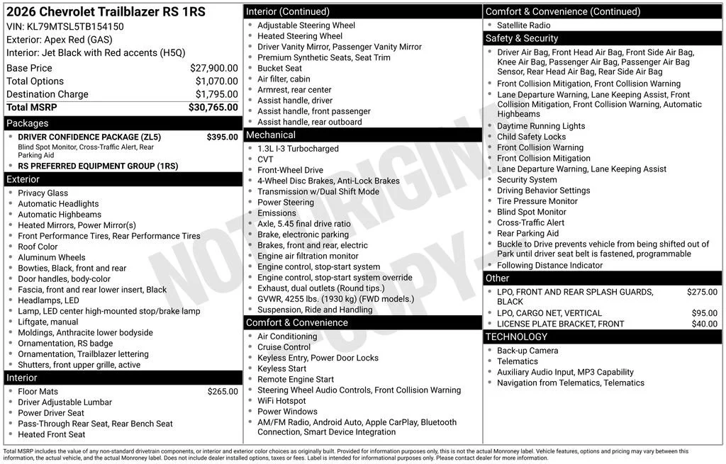 2026 Chevrolet Trailblazer RS's photo
