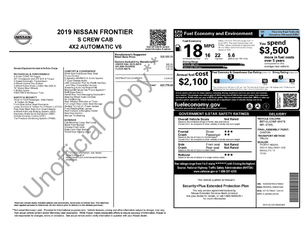 Used 2019 White Nissan S image 2