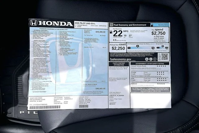 New 2026 Honda Pilot EX-L 4D Sport Utility
