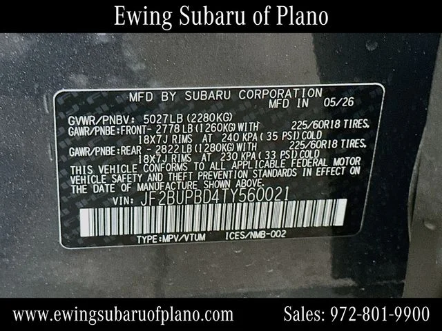 New 2026 MAGNETITE GRAY METALLIC Subaru Premium image 34