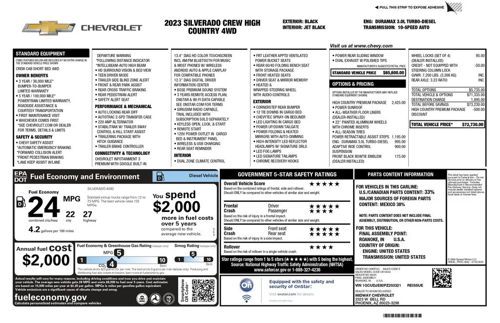 Used 2023 Black Chevrolet High Country image 2