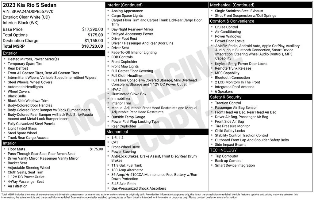 Certified 2023 Kia Rio S with VIN 3KPA24AD0PE557970 for sale in Redlands, CA