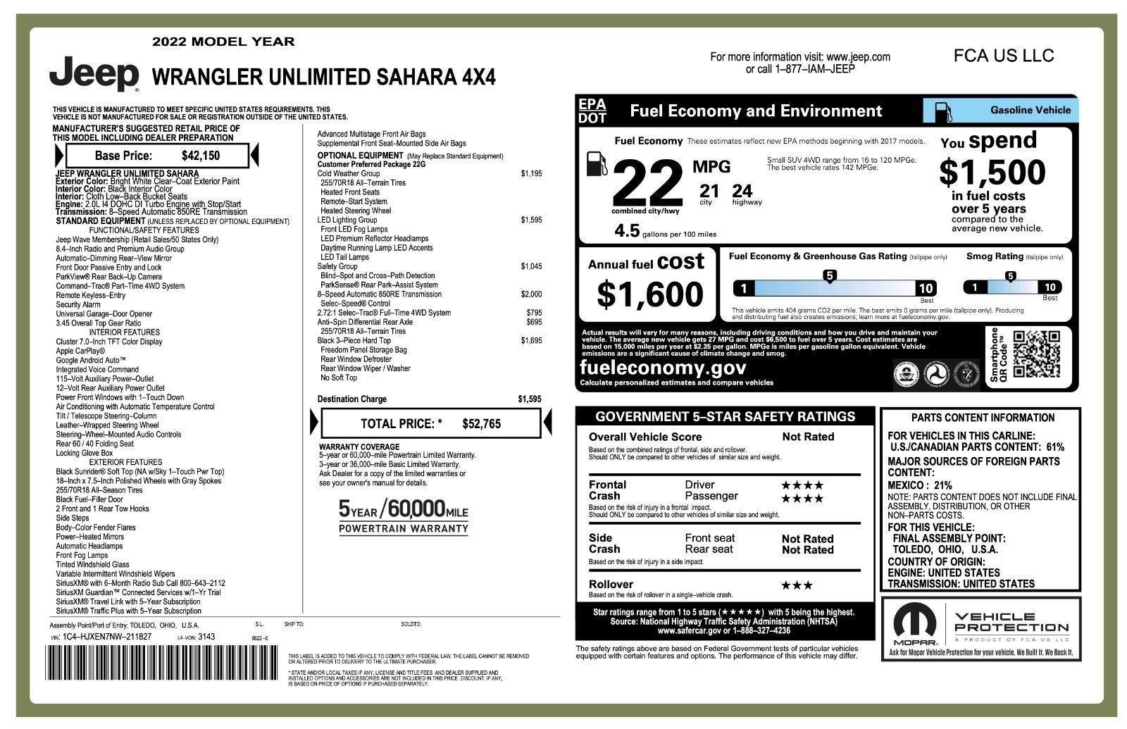 Used 2022 Bright White Clearcoat Jeep Unlimited Sahara image 47