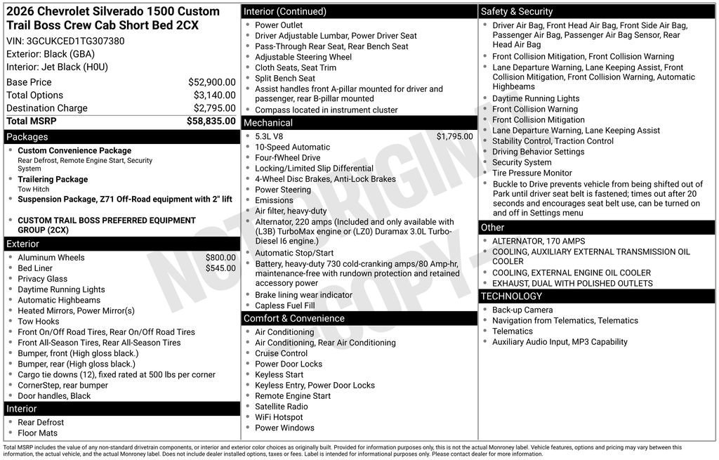 New 2026 Black Chevrolet Custom Trail Boss image 25