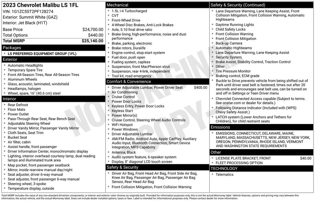 Used 2023 White Chevrolet LS image 17