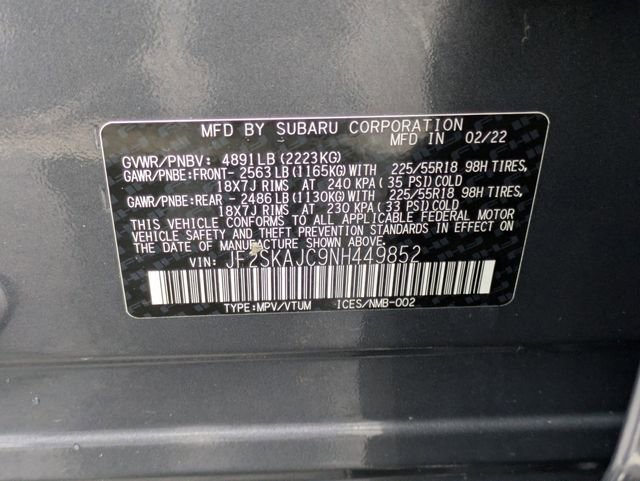 Used 2022 Magnetite Gray Metallic Subaru Sport image 29