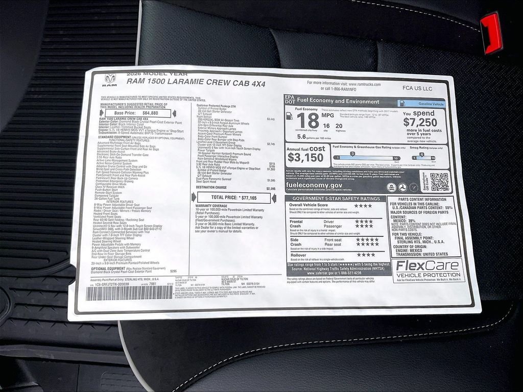 New 2026 Diamond Black Crystal Pearl-Coat Exterior Paint RAM Laramie image 17