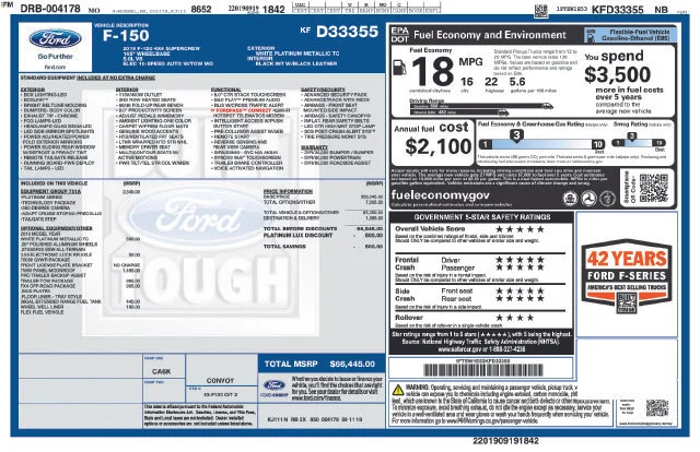 Used 2019 White Platinum Clearcoat Metallic Ford Platinum image 22
