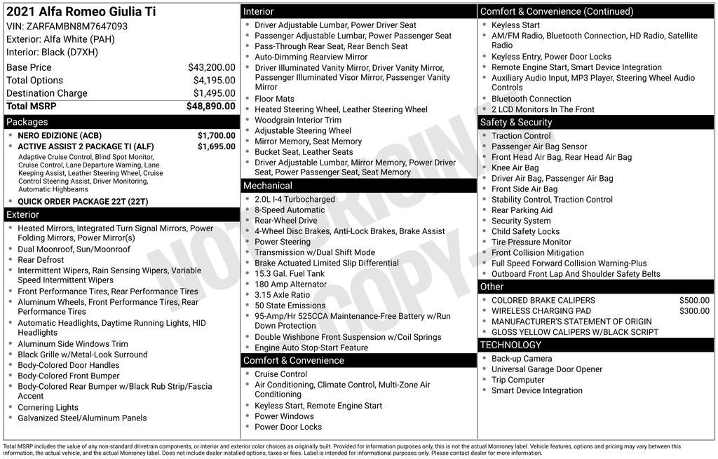 Used 2021 Alfa Romeo Giulia Ti with VIN ZARFAMBN8M7647093 for sale in Redlands, CA