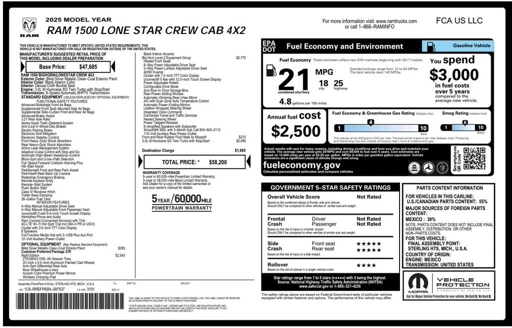 Certified Used 2025 Silver Ram Big Horn/Lone Star image 2
